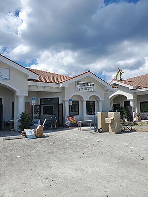 exterior of office with hurricane damage