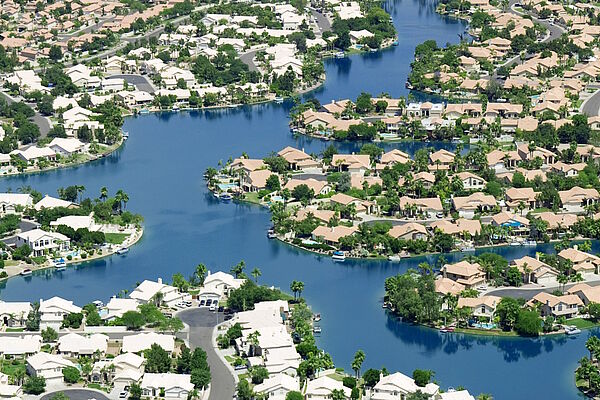 neighborhoods of homes on water