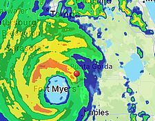 radar image showing hurricane over fort myers